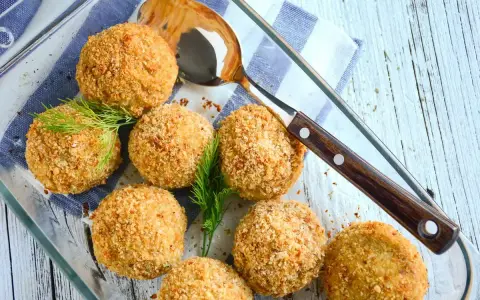 Polpette di merluzzo dorate e croccanti, guarnite con aneto fresco, pronte per essere servite.